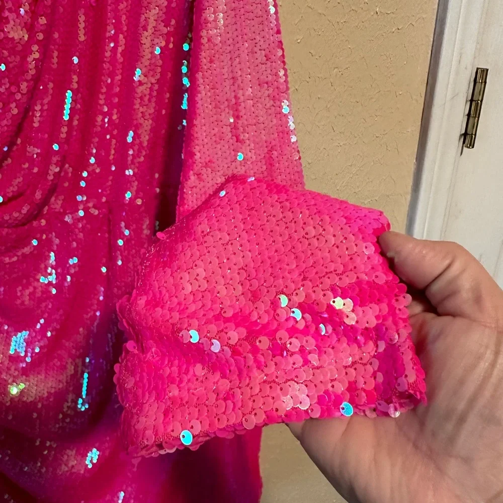 FAERIESTY Sequins Cocktail Dress Size 4X Plus Size Barbie pink - Picture 10 of 12